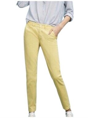 Anthropologie Chino 30 Relaxed Lemon Yellow Cropped Preppy Pants Boho Girlie